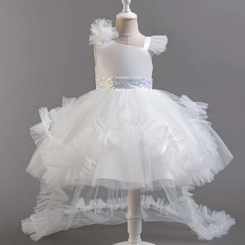 Baby Girls Party Dresses Sleeveless Eleagnt Solid Wedding Evening Ball Gown Holiday Costume Tulle Dress For Little Girl