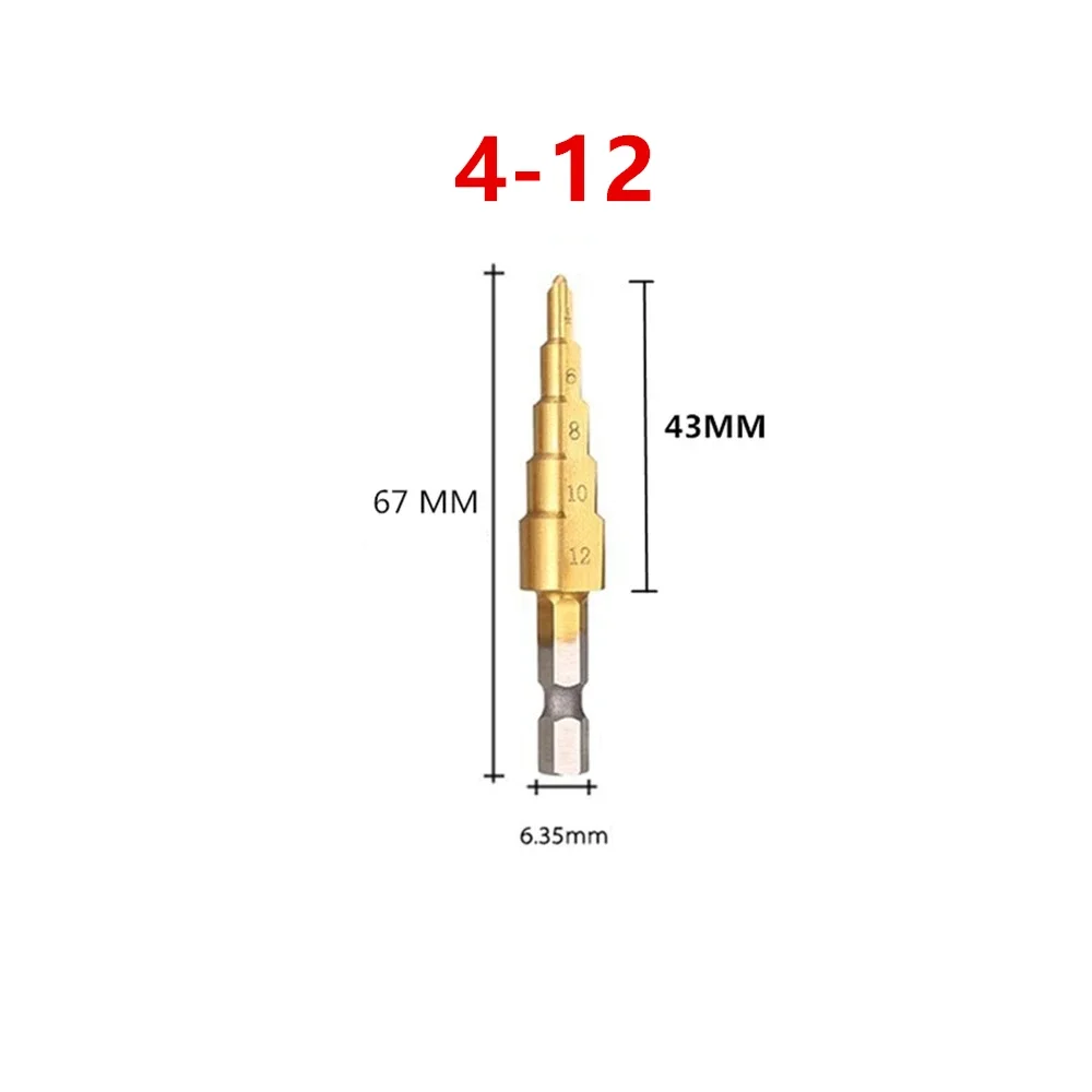 Metal Hole Cutter Core Drilling Tools Set HSS Straight Groove Step Drill Bit Titanium Coated Wood 3-12mm 4-12mm 4-20mm 4-32m