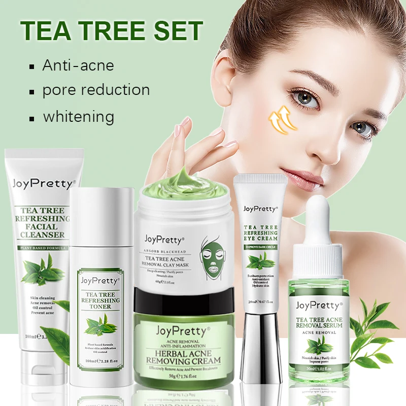 JoyPretty Akne Behandlung Gesicht Creme Tee Baum Serum Reinigung Pickel Akne Entfernung Reparatur Poren Koreanische Kosmetik Hautpflege Kit 6 stücke