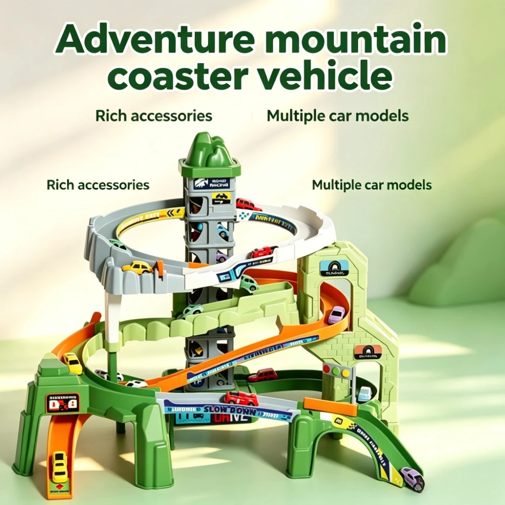 Two Way Mountain Track Adventure Car Toy Circular Roller Coaster Obstacle Race Vehicle Playset Birthday Gift