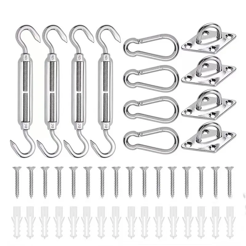 304 Stainless Steel Shade Sail Hardware Kit, 44Pcs 6 Inch Waterproof Install Accessories for Patio Canopy