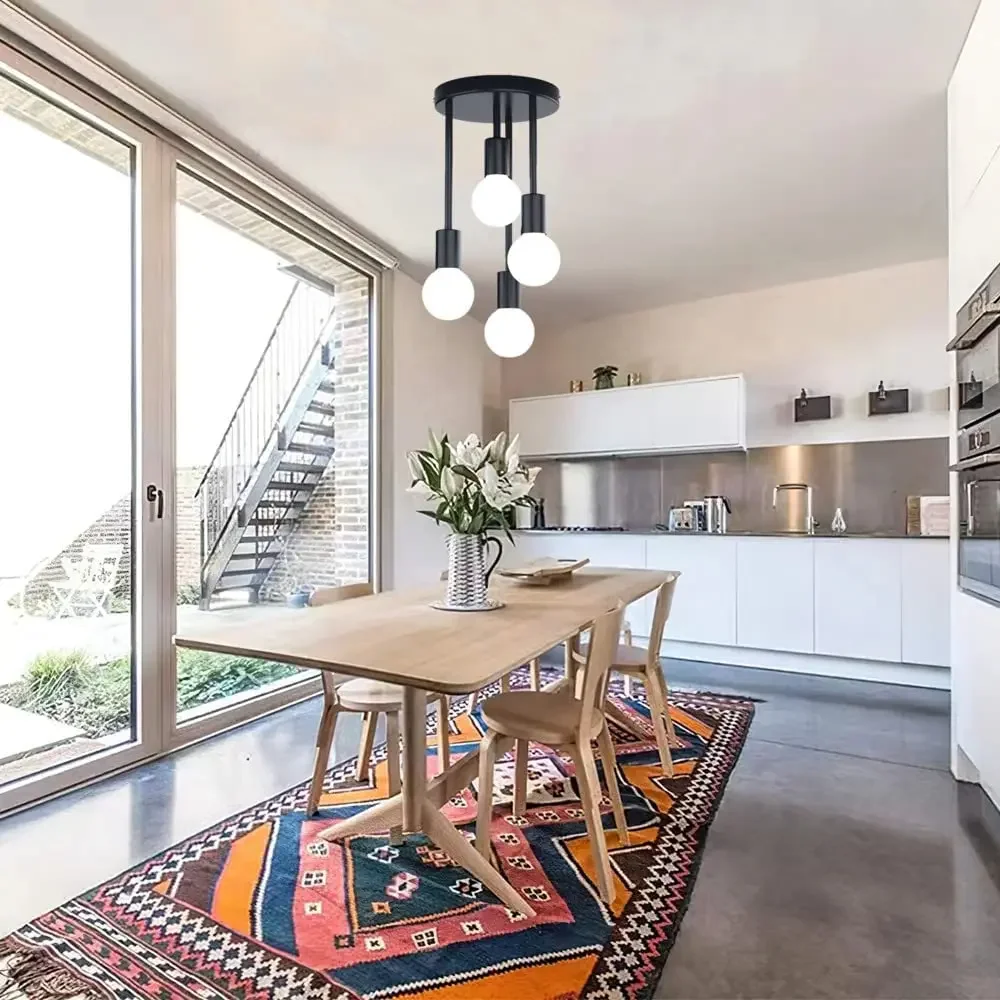 Ceiling Light Fixture Retro Vintage Ceiling Lamp Black Metal for Hallway Entryway Bedroom Balcony Dining Room