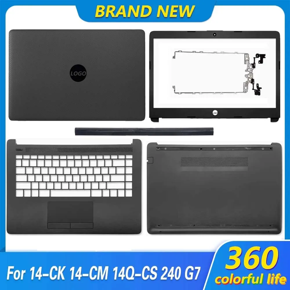 New For HP 14-CK 14-CM 14Q-CS 240 245 G7 TPN-I131 LCD Back Cover Front Bezel Palmrest Bottom Case Hinges Hingecover 14.0" Black