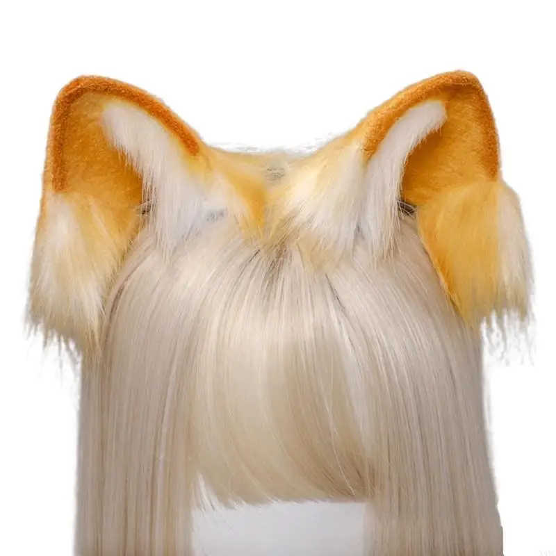 

X4YC Lovely Japanese Animal Headband Realistic Multicolor Faux Fur Kitten Ears Hair Clips Anime Cosplay Hair Accessory