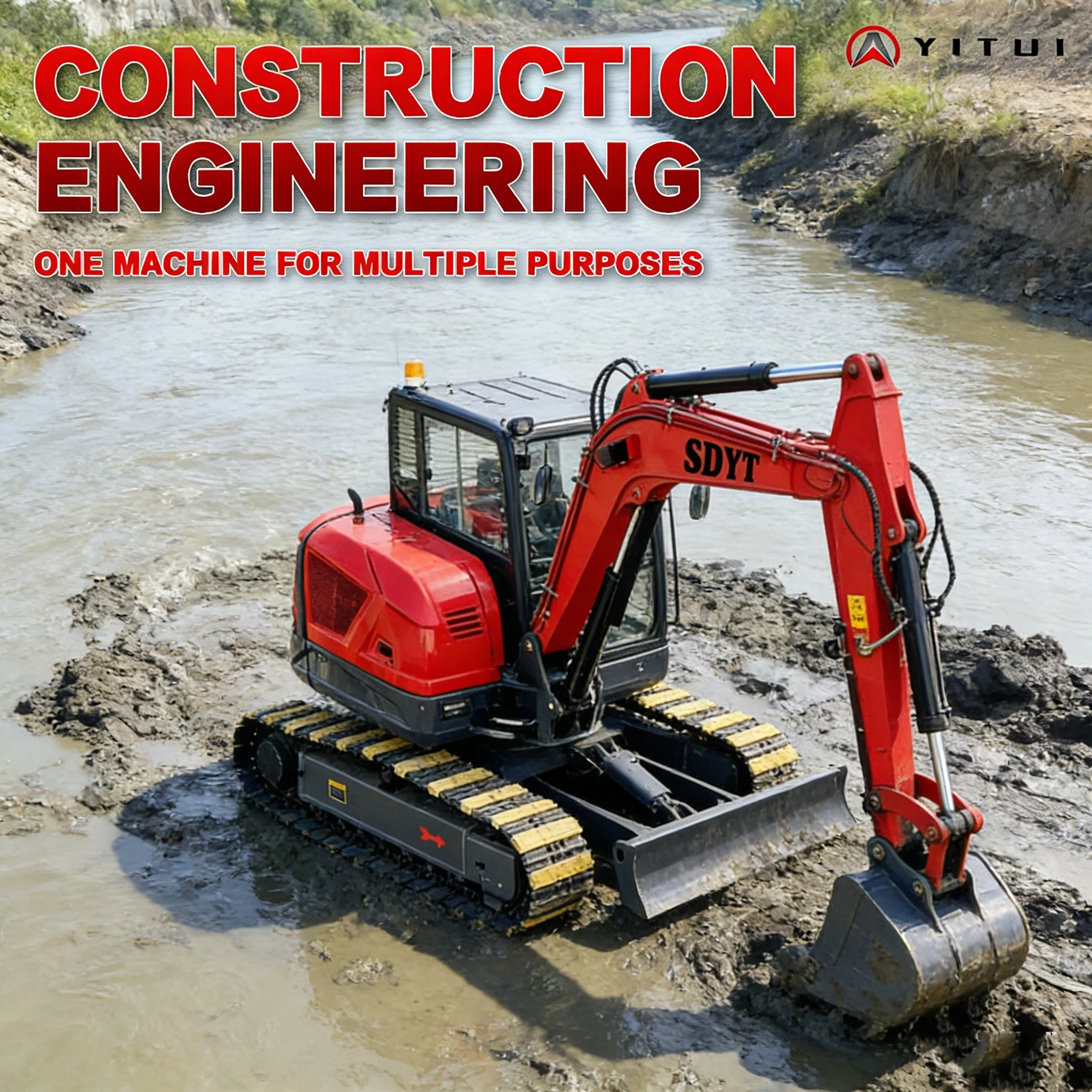 

High Efficiency Mini Excavator 6.5 ton With Cab Kubota Engine Hydraulic System For Farm Garden Municipal Projects Customized
