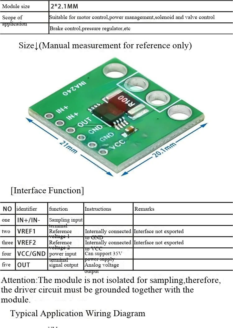 INA240 Modul INA240A1/2/3/4 Strommessverstärker, Stromüberwachung, bidirektionale Stromerfassung – Detail 4