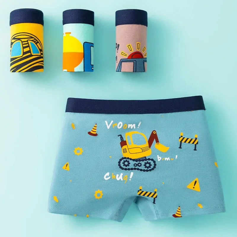 4 pz/lotto mutandine per bambini intimo in cotone per ragazzi 3-14 anni mutande per bambini traspiranti modelli di auto Cartoon Boy Boxer Brief