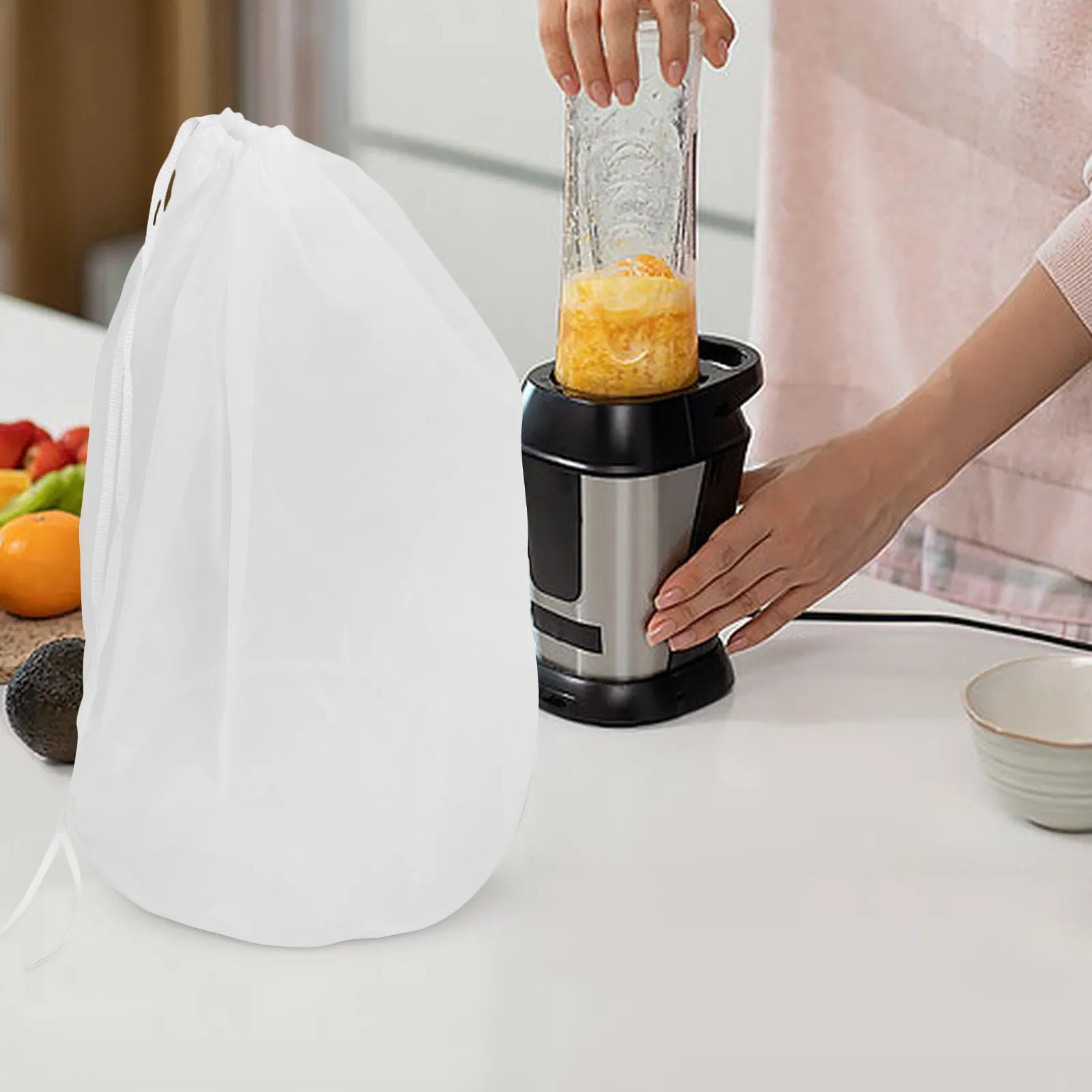 Cylindrical Reusable Cotton Filter Bag Fine Breathable Mesh for Nut Milk Beer Juice Coffee Filtration Strainer Bag Brewing