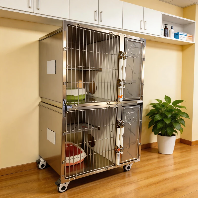 Veterinary Animal Hospital Cage Stainless Steel Pet Kennel Recovery Cage Veterinary Clinic Medical Equipment