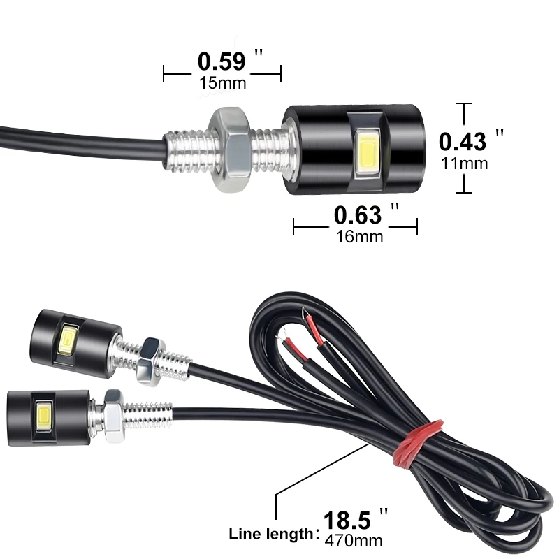 2Pcs  Motorcycle Signal Lamp 12V LED License Plate Light Mini Turn Signal Eagle Eye Shape Tail Rear Light Brake Fog Lamp Bulb
