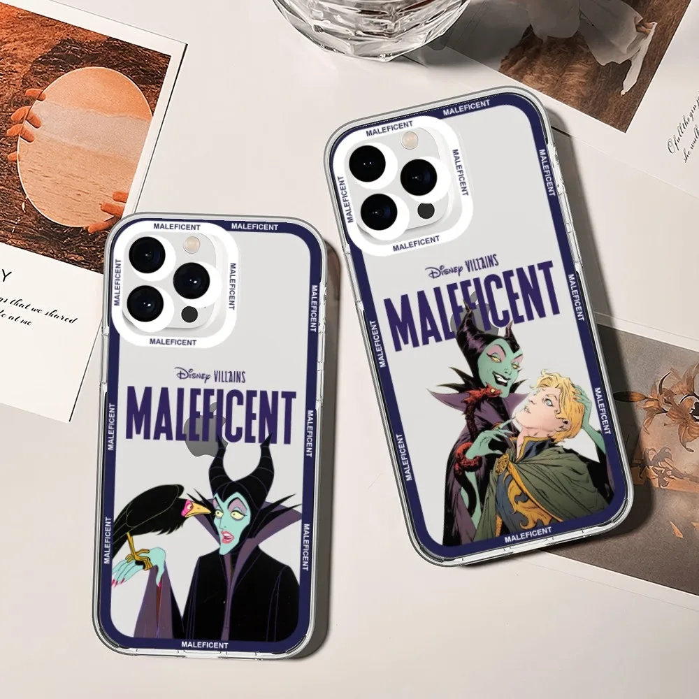 MINISO Disney Maleficent Phone Case For Xiaomi Redmi Note 7 8 9 10 11 Pro Max Transparent Border Shell