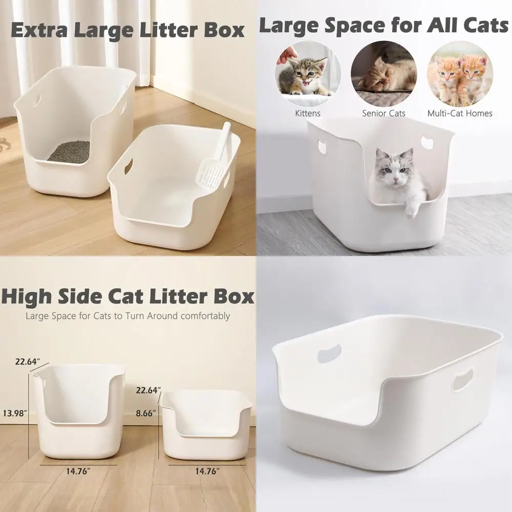 

Jumbo XL Litter Box with High Sides for Multi-Cat Households, 22.64 x 14.76 x 8.66, Anti-Splash, Easy Clean