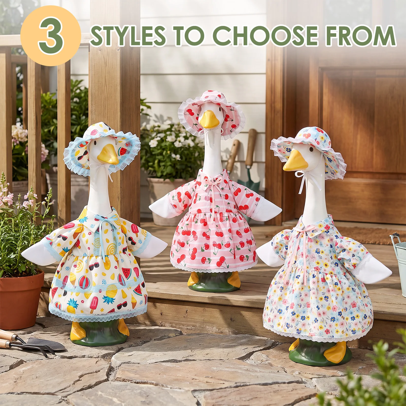 Porch Goose Outfit Set with Hat and Dress Polyester Fabric Porch Goose Clothes Set 23 Inch Porch Goose Costume Lawn Patio Decor