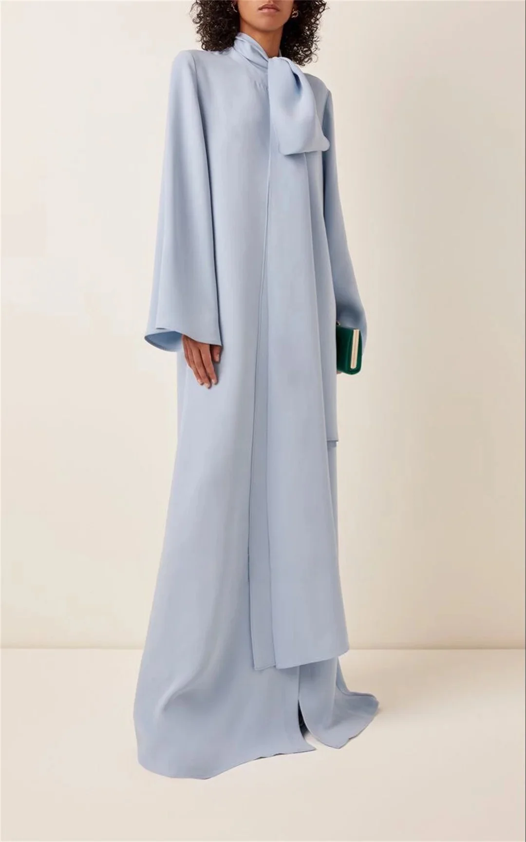 

Fashion High Neck Customized New elegant goddess Maxi Satin Prom Dress Simple Straight Celebrity Vintage Party Dress2025