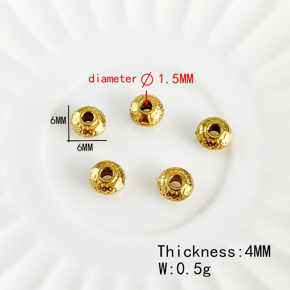 تصميم ودي 6*6 مللي متر 100 قطعة إكسسوارات مجوهرات/ث/فواصل من الفولاذ المقاوم للصدأ/شكل عجلة/يدوية الصنع/خرز ذاتي الصنع للقلادة # 195390 #4