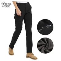 TRVLWEGO Pantalones de senderismo al aire libre para mujer, ajustados, con forro polar, carcasa suave, impermeables, a prueba de viento, para acampar, senderismo, escalada en invierno