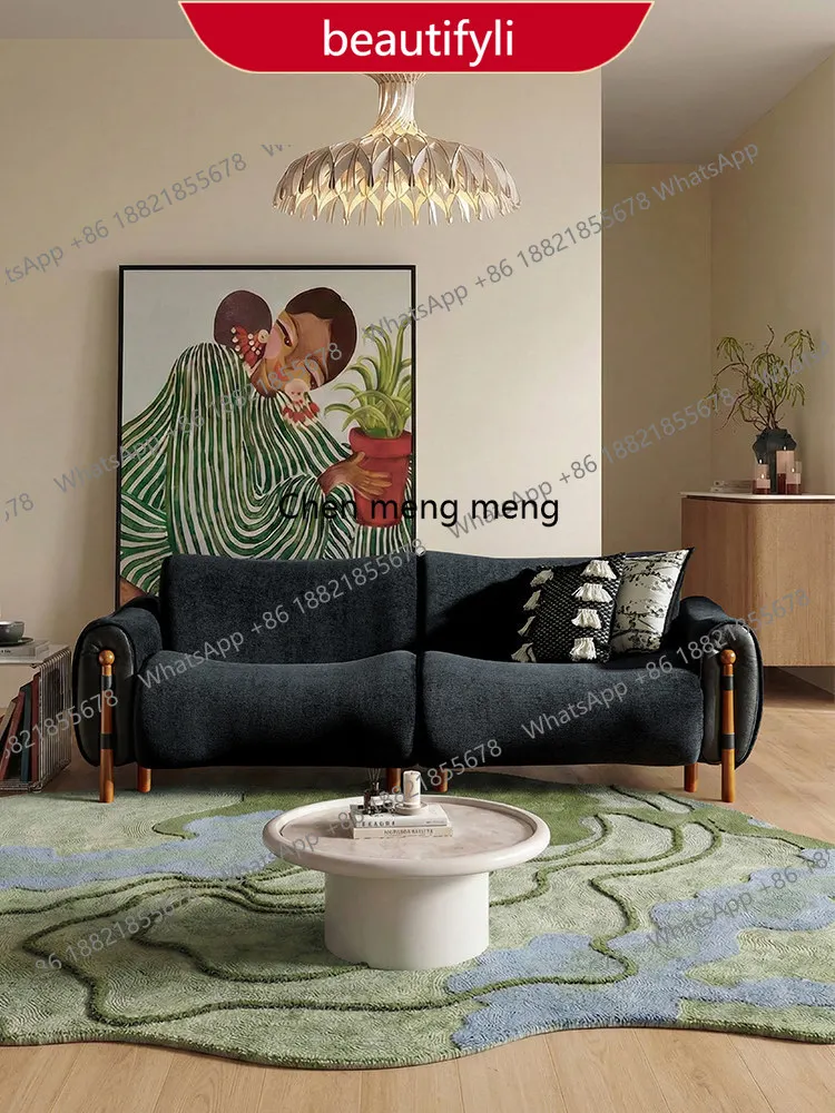 

A38 Retro fabric chenille velvet sofa removable and washable living room straight row medieval household small apartment