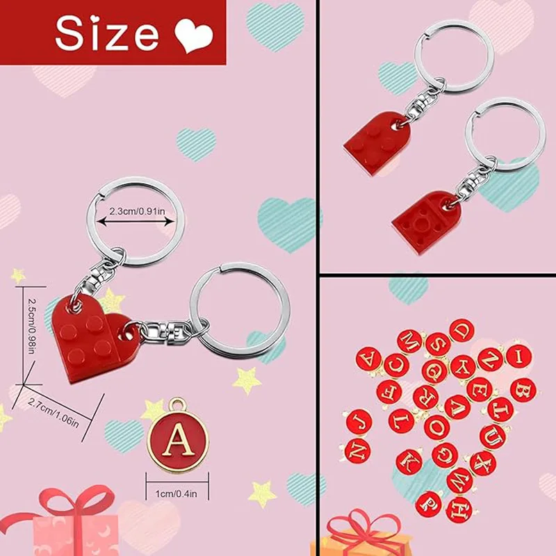 Personalized Brick Matching Heart Keychains - Gifts for Mom, Dad, Couple, Boyfriend, Girlfriend, Lovers