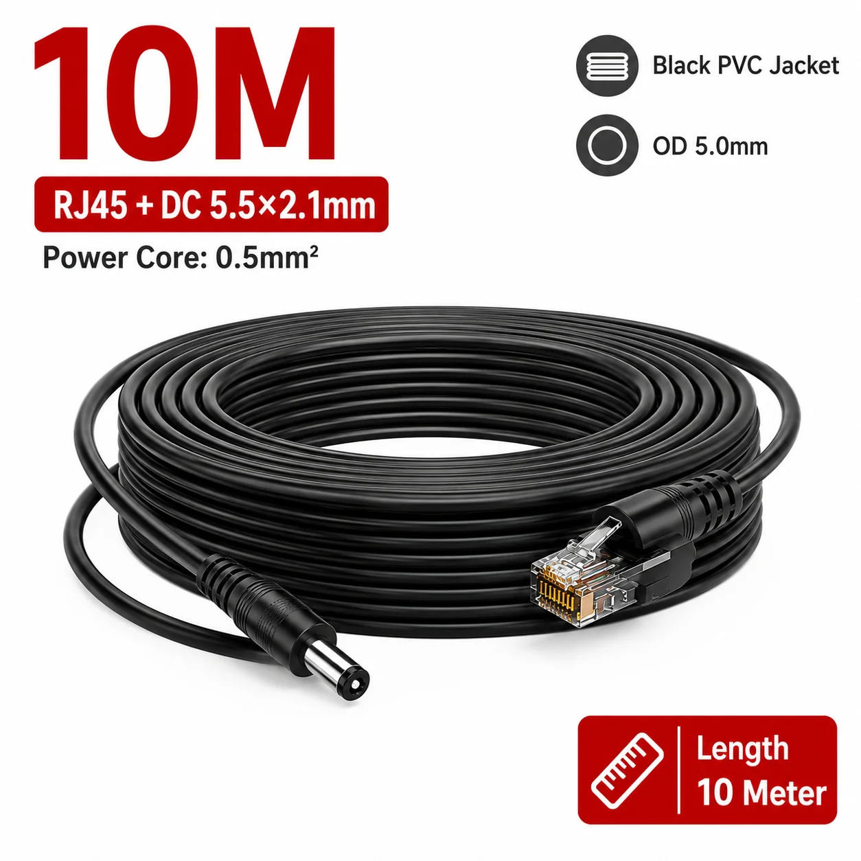 Surveillance & Network Installation Accessory All-in-One RJ45 DC Cable 8-Core Network 2-Core Power Cord 10M 15M 20M