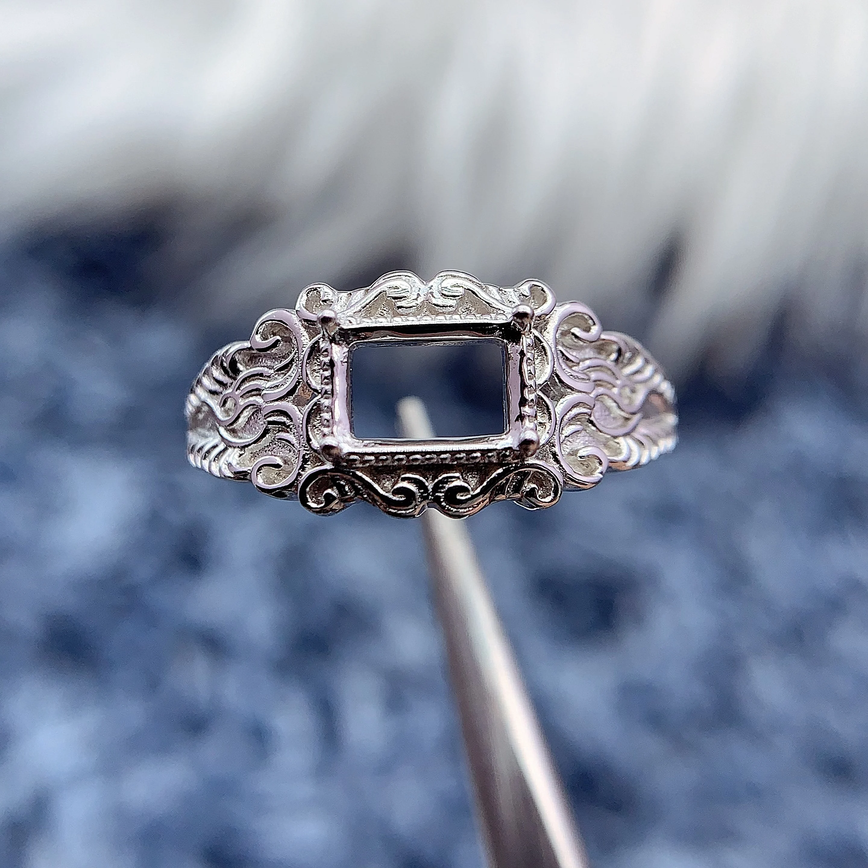 

MeiBaPJ Инкрустация Прямоугольная 5*7 мм S925 Стерлинговое Серебро DIY Кольца Установки Женские Подарки Изящные Очаровательные Свадебные Роскошные Ювелирные Изделия Оптом