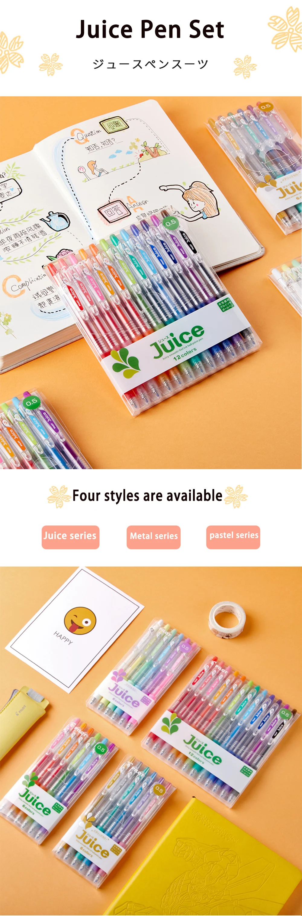 6/12 farbe PILOT Saft Gel Stift Set Drücken Sie Typ Farbe Kugelschreiber 0,5mm Hinweis-nähende Hand Konto Schreibwaren schule Liefert – Detail 1