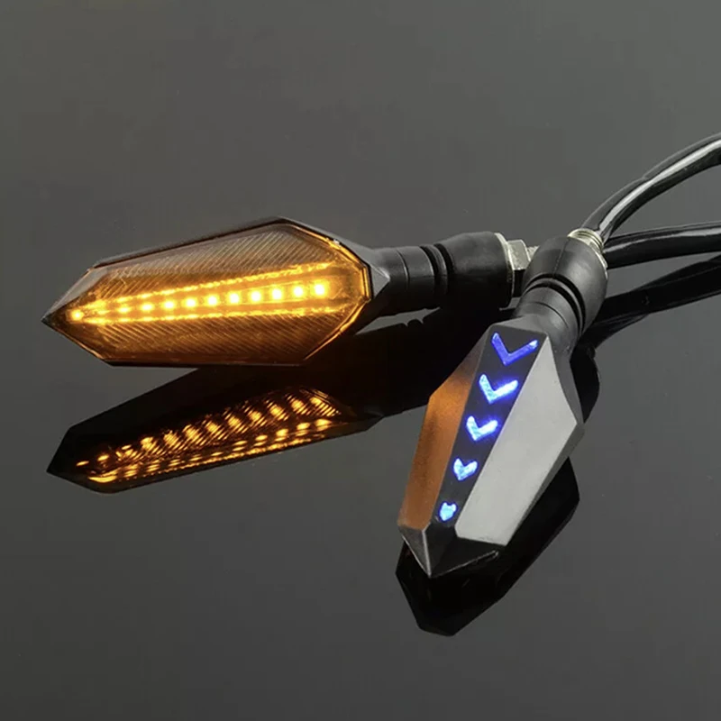 2Pcs Motorcycle Turn Signal Light Amber Blinker Indicator Waterproof Moto Scooter Warning Rear Tail Lights Running Lamp Lighting