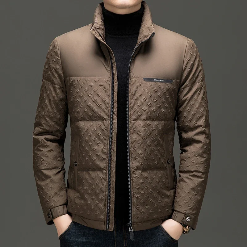Winter New Men's Trendy Down Jacket Thickened Stand-up Collar Duck Down Jacket Short Warm Coat Down Jacket