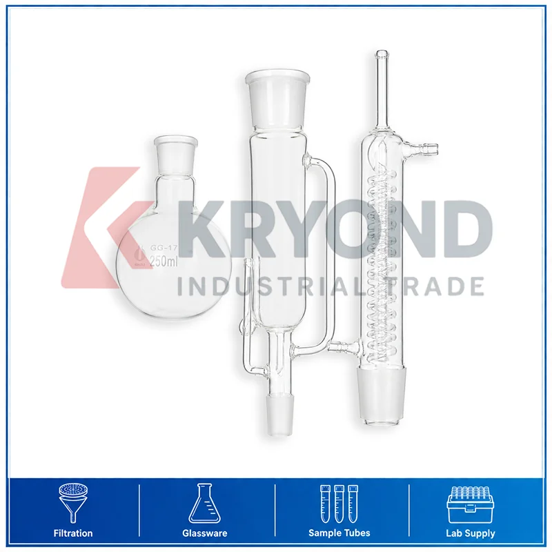 250ml Glass Soxhlet Extractor Coiled Condenser Extraction Apparatus Laboratory Glassware Chemistry Research Use Pack Lab Package