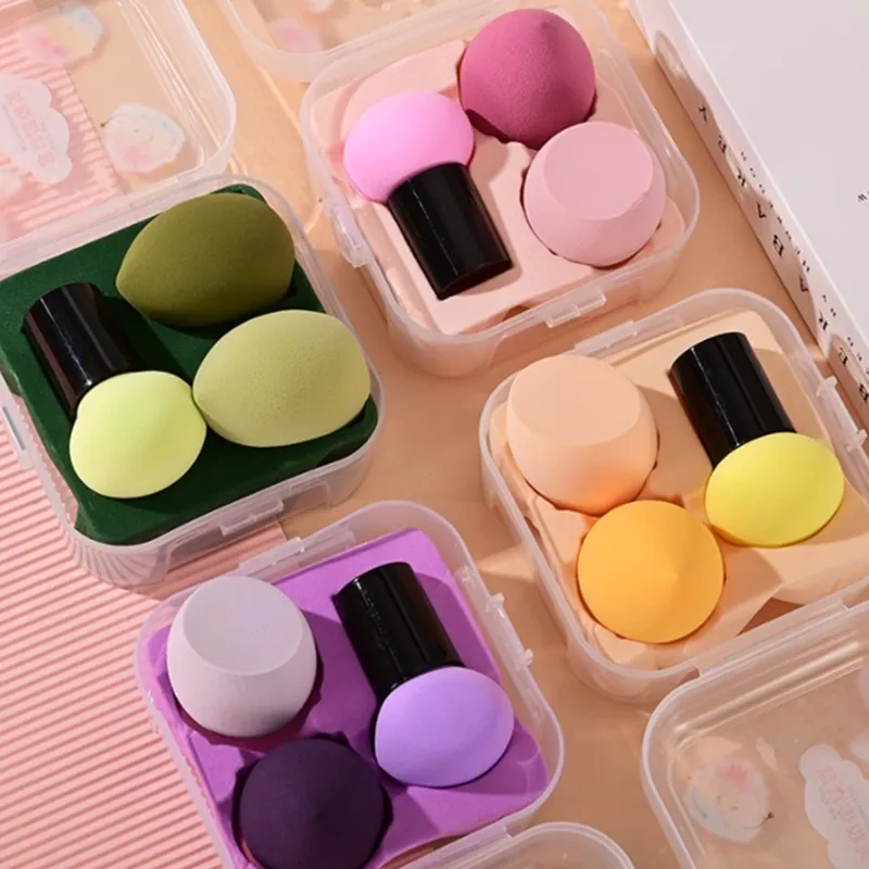 3/4pcs/set Cosmetic Puff Women Foundation Powder Make Up Sponge Puff Bevel Cut Makeup Sponges Cosmetic Eggs Dry and Wet Combined