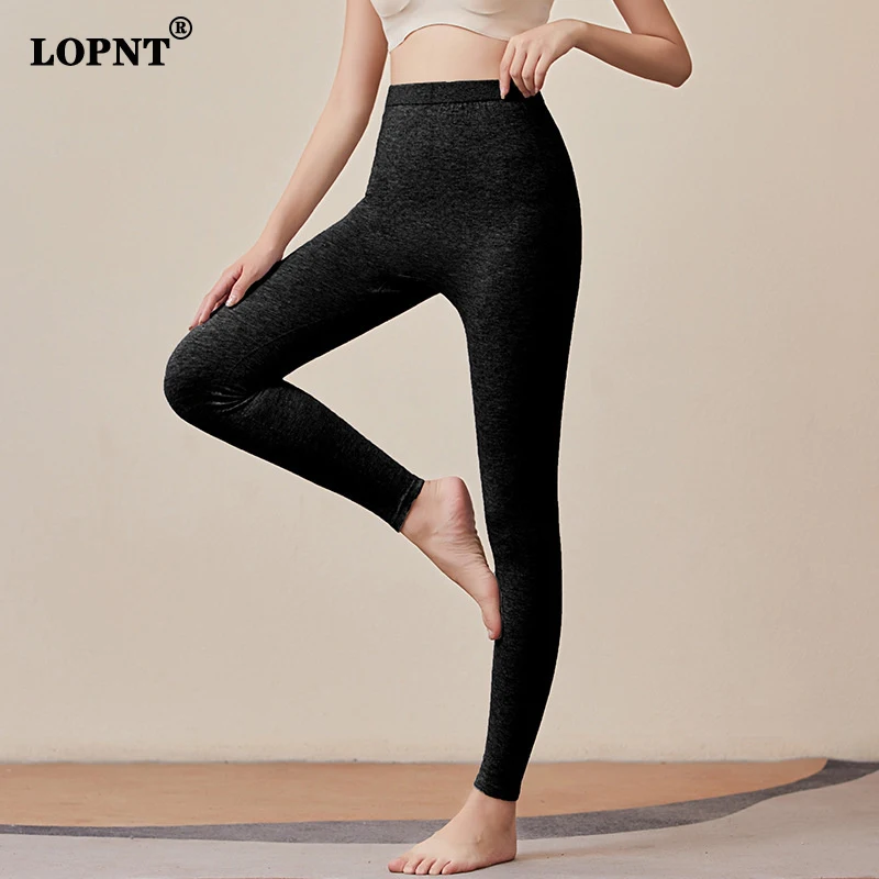 Lopnt Women Warm Leggings High Waist Slim Winter Tights Leggins Elasticity Wool Leggings Autumn Trousers Plus Hot Pants