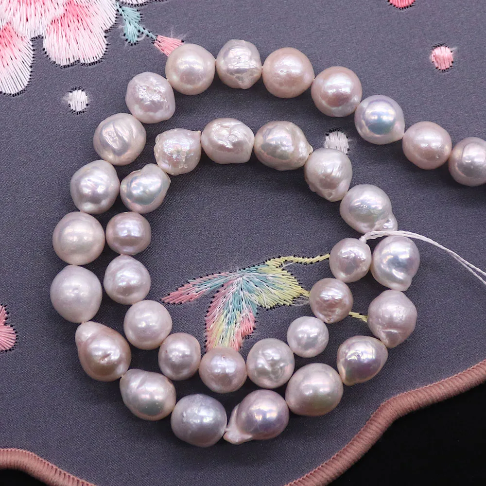 

Natural Freshwater Cultured Pearl Beads Round Edison Pearl Straigh Holes Loose Bead 1 Strand Handmade Elegant Necklace Jewelry