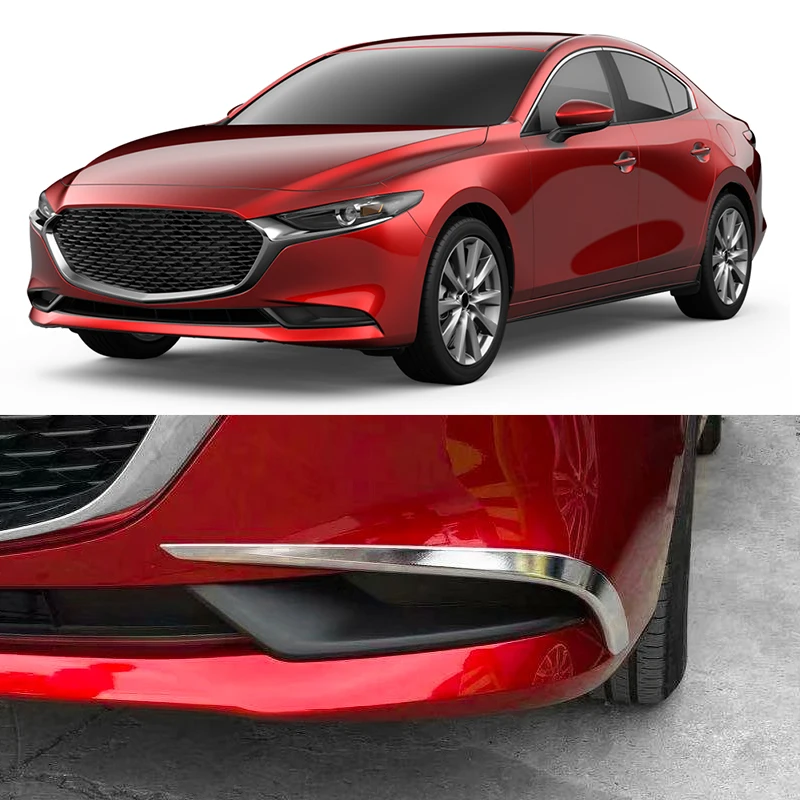 

Glossy Chrome Front Bumper Fog Light Lamp Strips Trims For Mazda 3 Sedan Mazda3 2019-2026 Foglight Car Styling Accessories