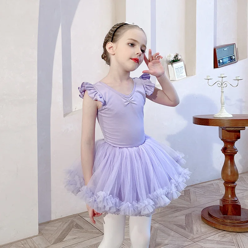 

Girls Purple Sleeveless Ballet Skirt Summer Dance Practice Wear Kids Two Piece Set