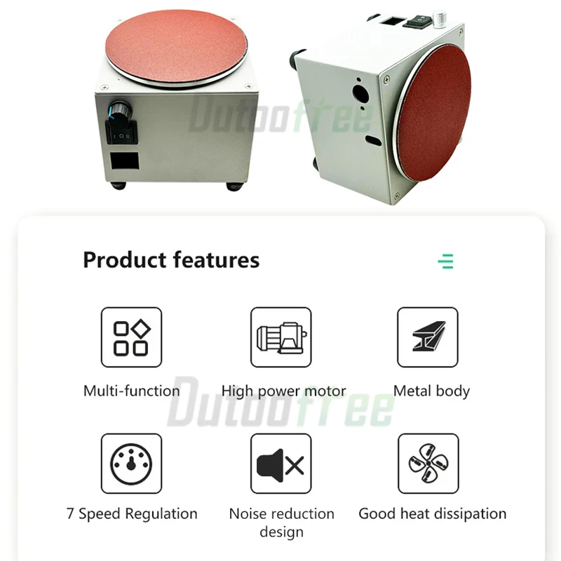 Mini lijadora de disco de correa de 110V/220V de 6 pulgadas, máquina de lijado para madera, Metal, piedra, curva de molienda, 20 piezas de papel de lija