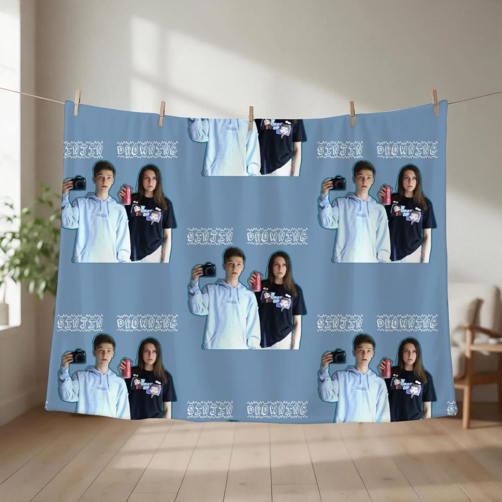New Sinjin Drowning Throw Blanket couch cozy soft plush fuzzy picnic outdoor blanket