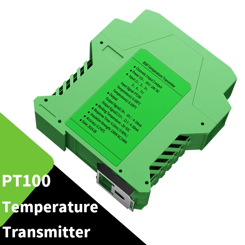 PT100 Temperature Transmitter 100℃/200℃ 1 In 1 Out PT100 Temperature Transmitter 4-20mA 0-10V 0-5V RS485 Temperature Converter