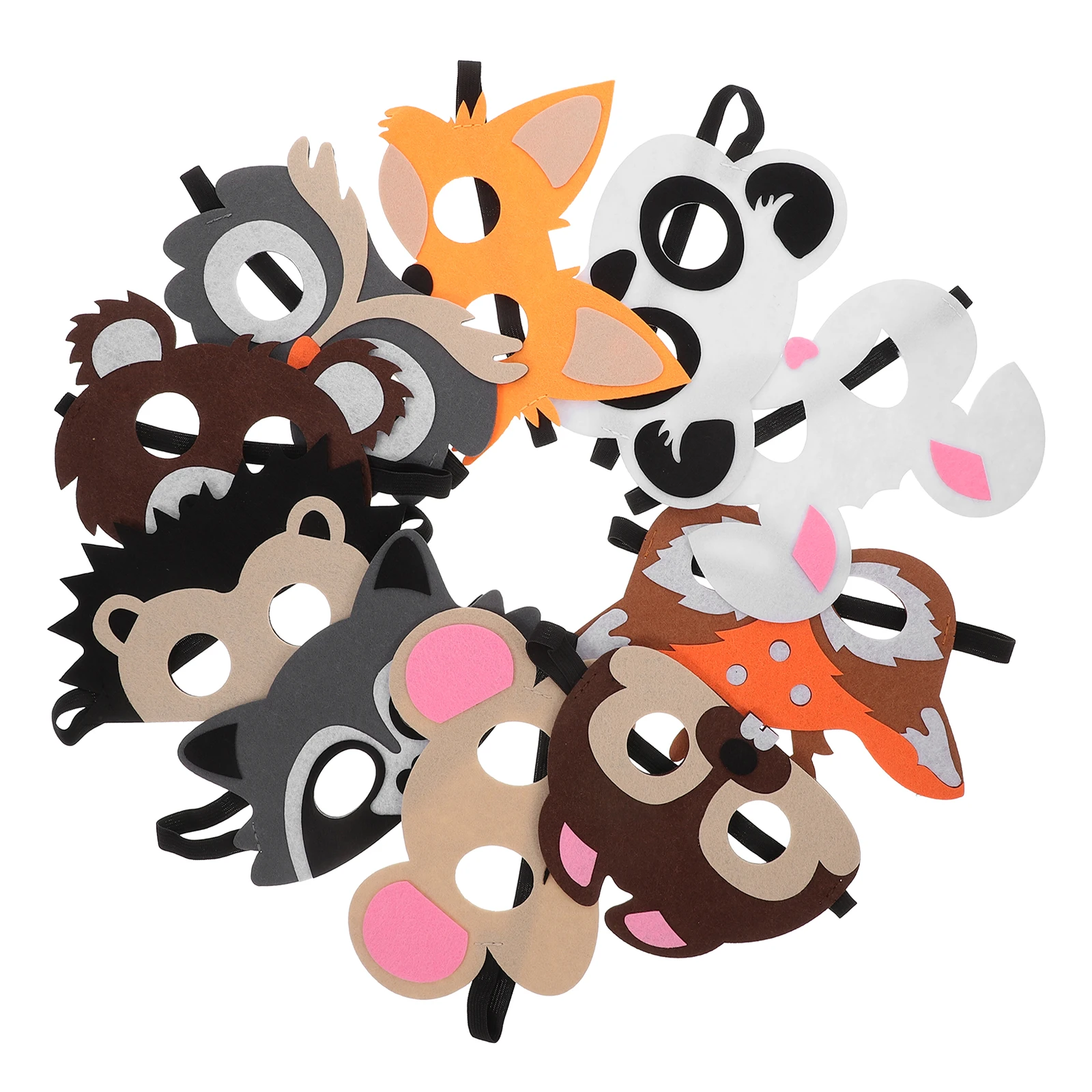 

8pcs Eye Mask Felt Cartoon Masks for Party Cosplay Halloween Masquerade Cartoon Mask Rabbit Toy Soft Reusable