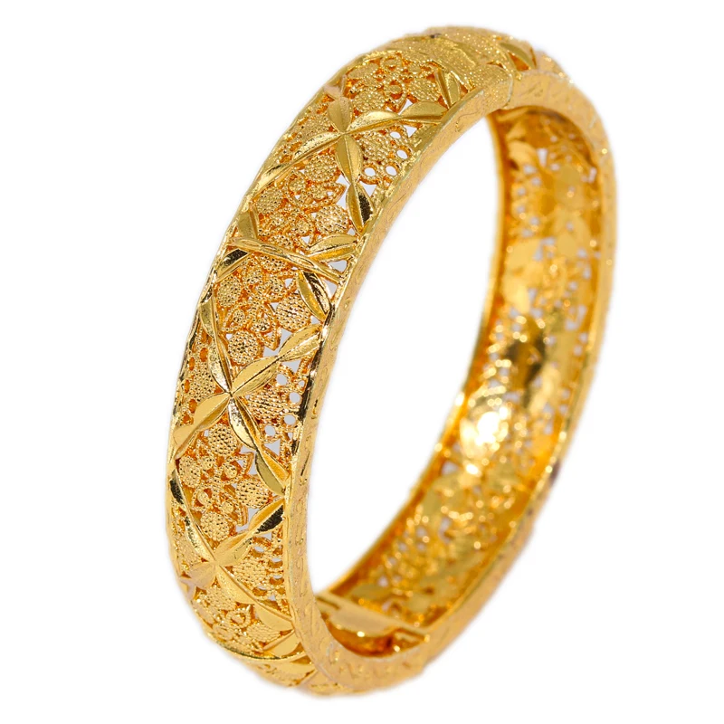 African Bangle For Women Charms Bracelets Dubai Jewelry Mama 2021 24K Gold Plated Stackable Bling Mom Gift Wholesale