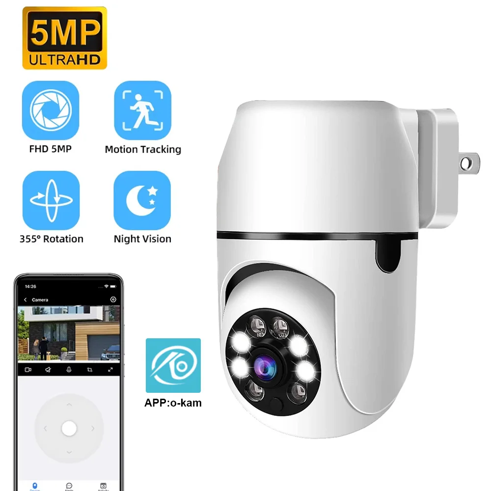 

Наружная беспроводная IP-камера безопасности 5MP HD ИК ночного видения Внешняя Wi-Fi PTZ-камера с автоматическим отслеживанием Уличная камера наблюдения
