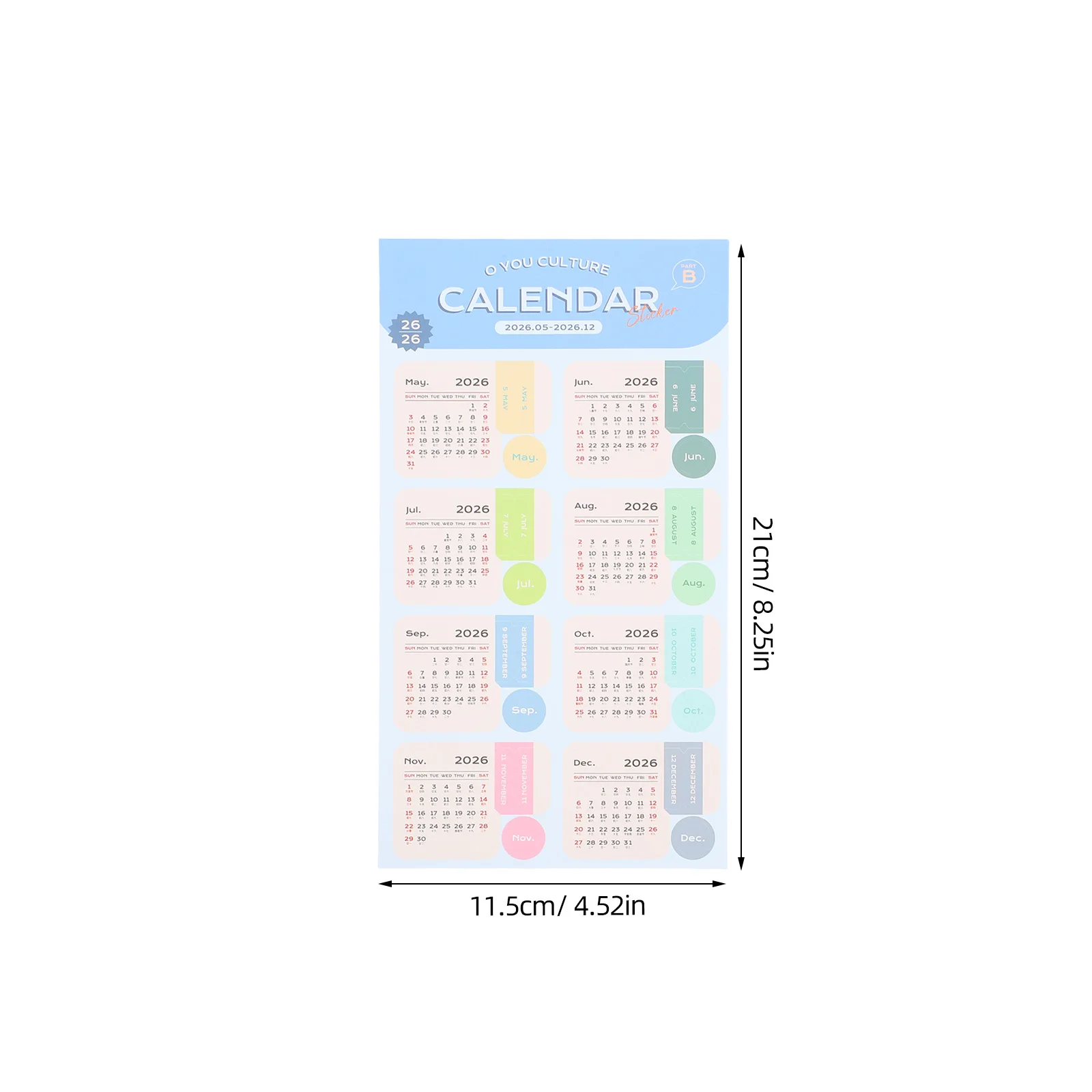 2 ورقة 2026 مخطط التقويم علامات التبويب لون الحلوى ملصقات بمادة لاصقة شهرية فواصل الفهرس لجدول مجلة اليوميات