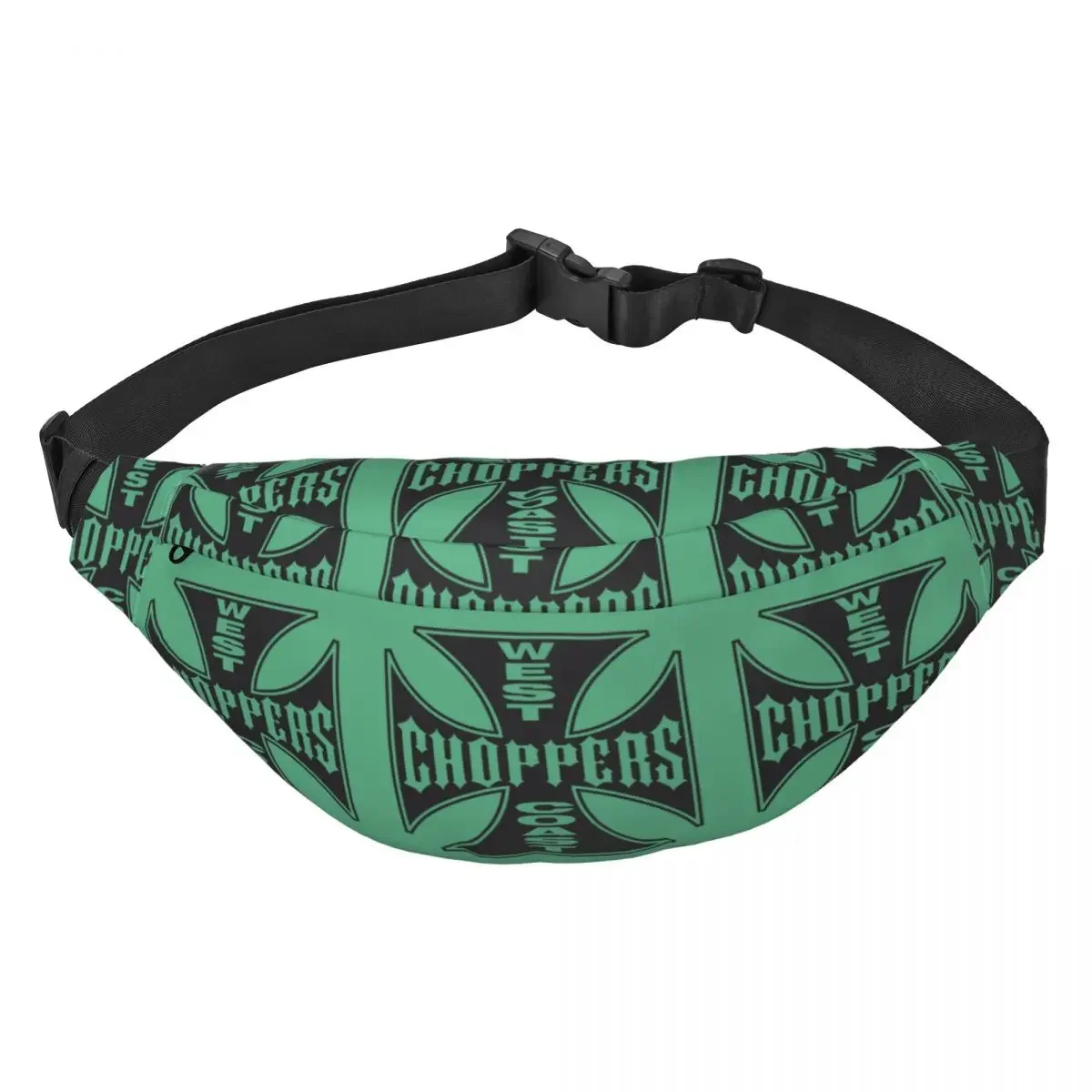 West Coast Chopper Iron Cross Fanny Pack Women Men Custom Sling Crossbody Waist Bag for Running Phone Money Pouch