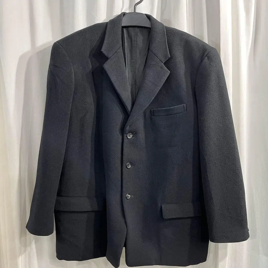 

TOP-YAMAMOTO ® Black Men's Business Suit Jacket - Extremely Simple Design Shape