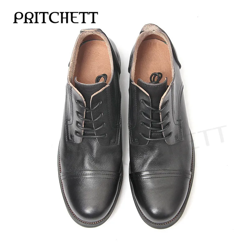 Old-Fashioned Gentleman's Leather Shoes Retro Genuine Leather Fashionable Lace-Up Leather Shoes Business Formal Wear Men's Shoes