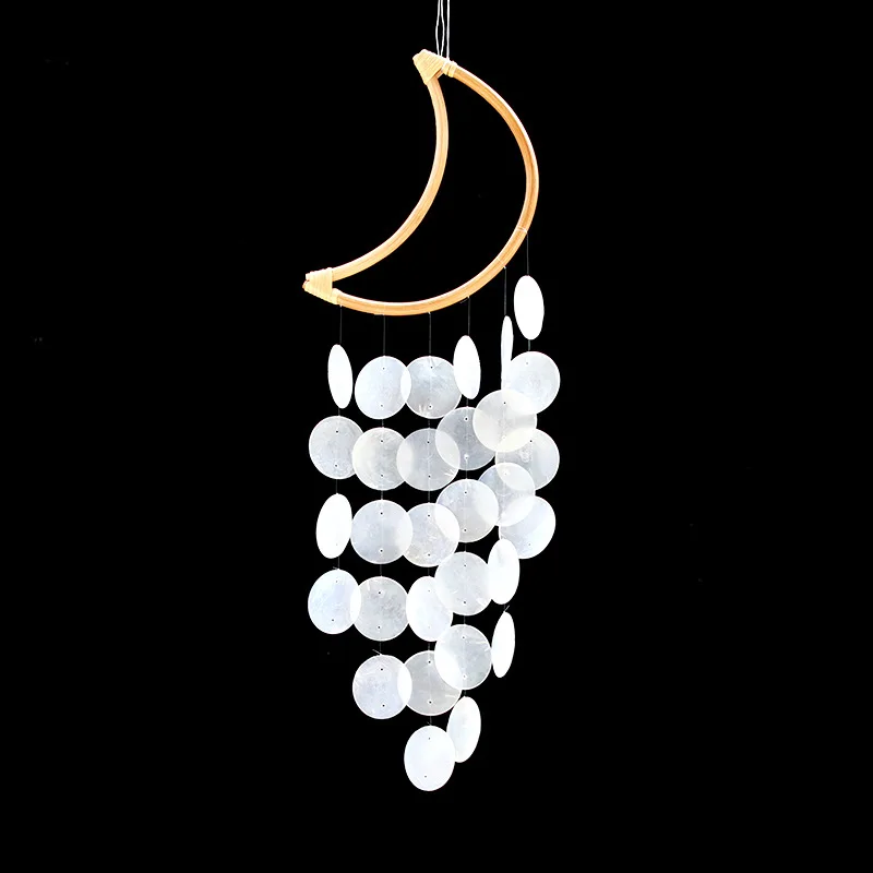 Moon Style Shell Slice Wind Chime Pendant Handmade Pendant Girls Gift Room Balcony Japanese Creative Door Decoration