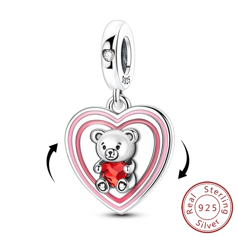 Original 925 Sterling Silber Herz Liebe Charms Perlen Anhänger Fit Original Armband Halskette DIY Charms Frauen Mann Schmuck Geschenk