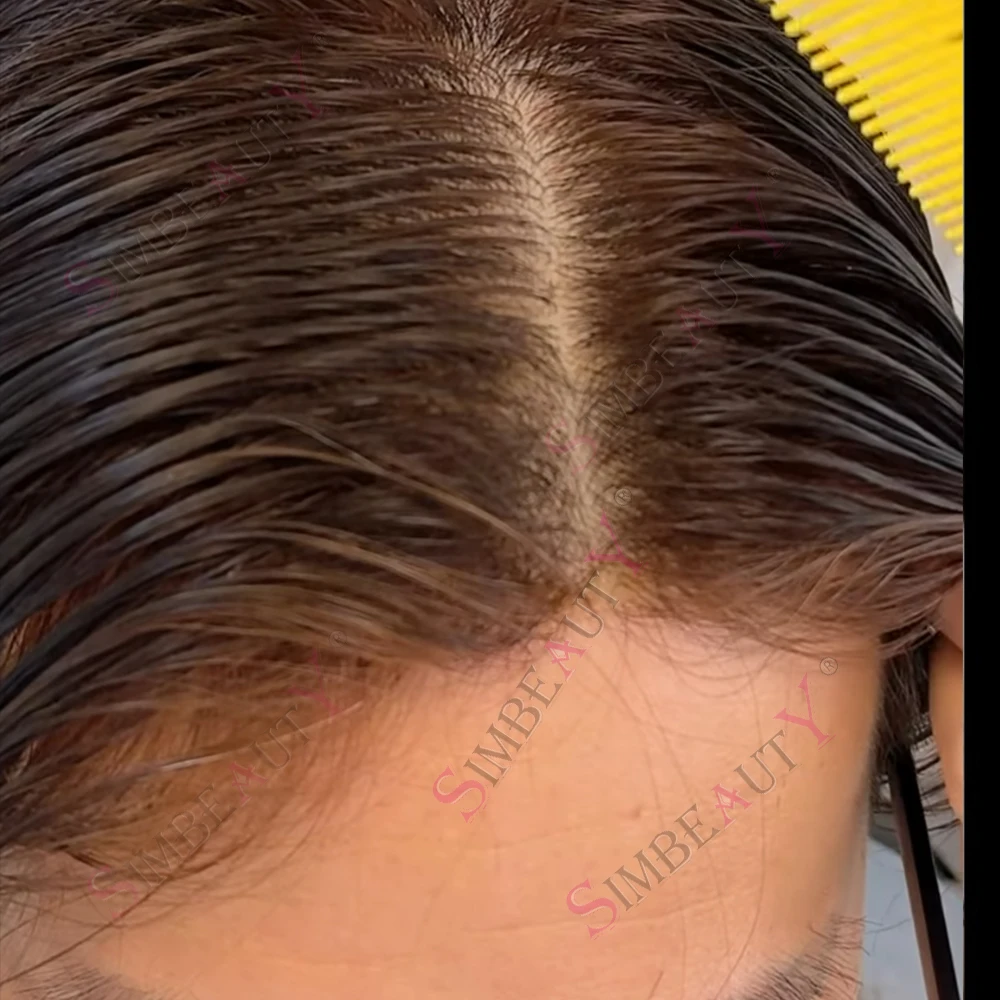 

V-Loop 0.02mmUltra Thin Skin Male Prosthesi 80Density 0.02mm Transparent Poly PU Grey Man Wig Toupee Invisible HumanHair System