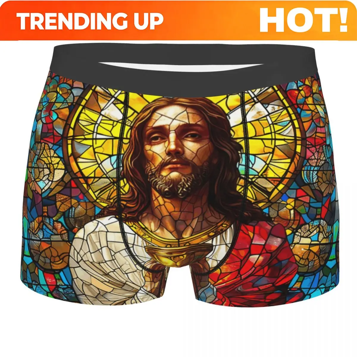 Custom Religious Jesus Christ Underwear Male Sexy Print Boxer Shorts Panties Briefs Breathable Underpants