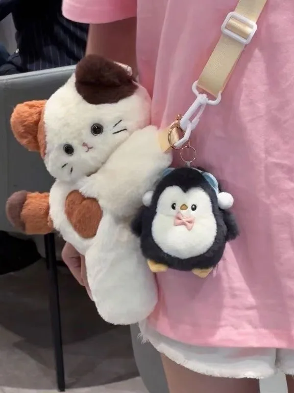 Kawaii três-flor gatinho festa saco bonito ombro boneca de pelúcia coringa saco do mensageiro menina para fora mochila presente de aniversário