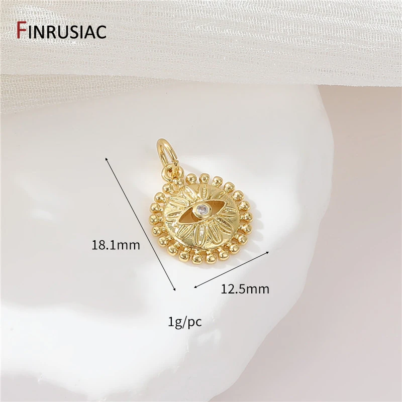 Evil Eye Charms für die Schmuckherstellung, 14 Karat vergoldetes Messing, Zirkon-Charms-Anhänger für DIY-Halskettenherstellung, Zubehör für Schmuck – Detail 16