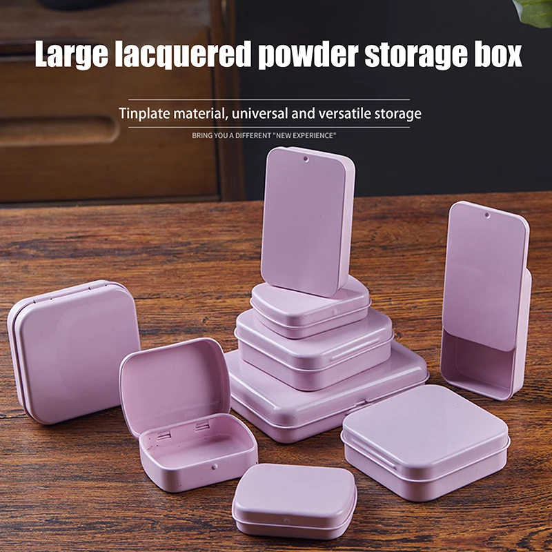 1Pcs Mini Metal Tinplate Container Square Hinged Flip Storage Box Small Kit Case Jewelry Coin Candy Organizer Portable Box